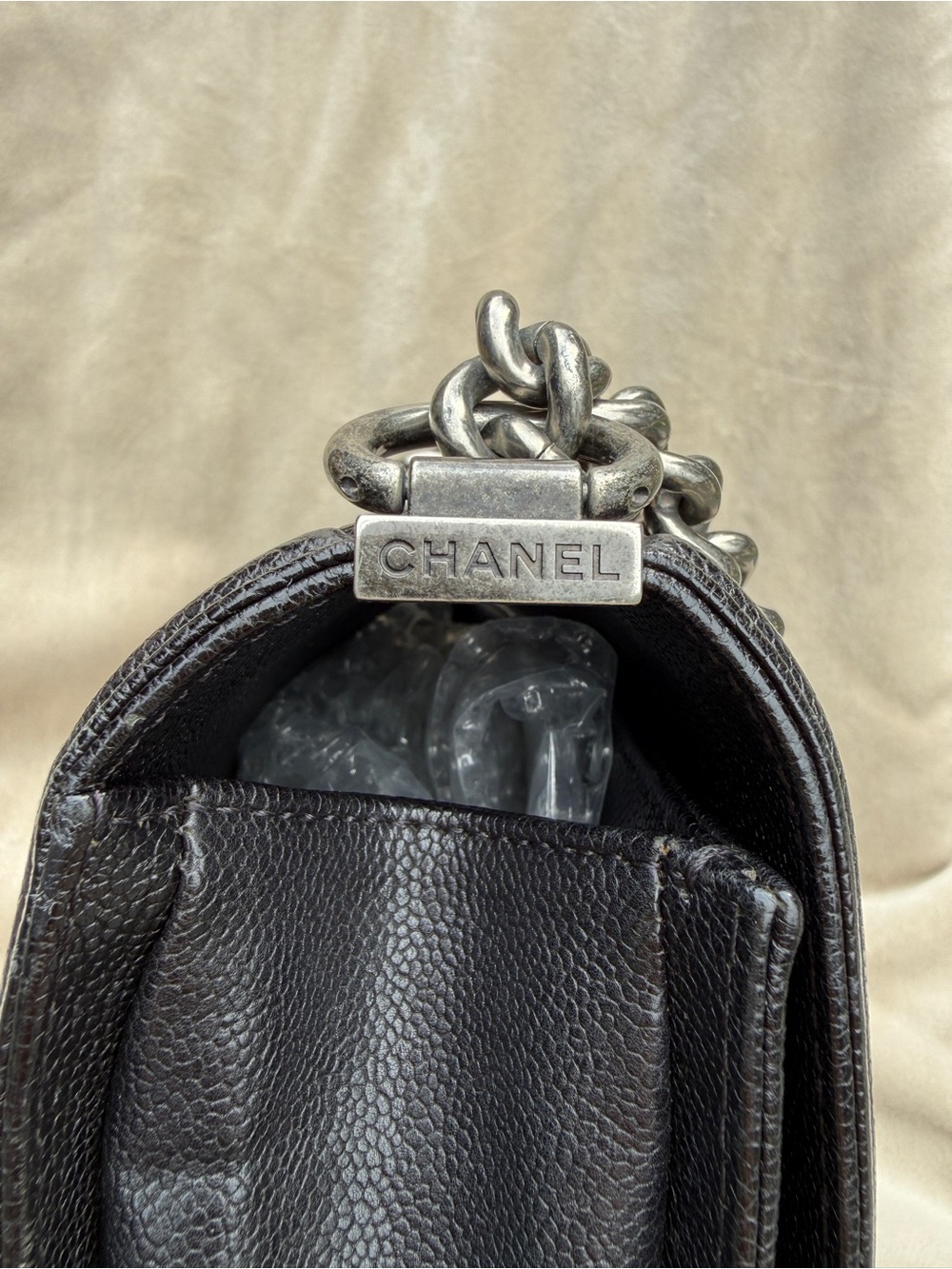 CHANEL Black Caviar Quilted Flap Boy Bag New Medium Aged Silver HW Luxury Chain - Picture 8 of 14